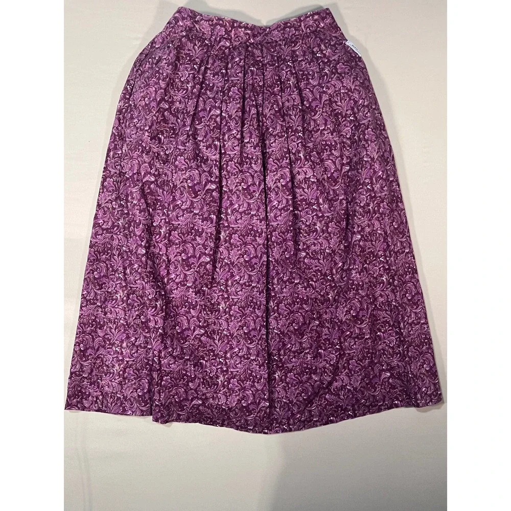 BIS Cuts Purple Paisley Gold Metallic Skirt Set Jacket Midi Skirt Womens Medium